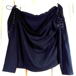 Soncy Womens Black Top Size 3 Long Sleeve with Sexy Laces